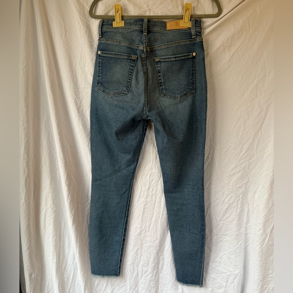 7 For All Mankind Luxe Vintage High Rise Skinny Jeans Womens 27 Distressed - Picture 2 of 10